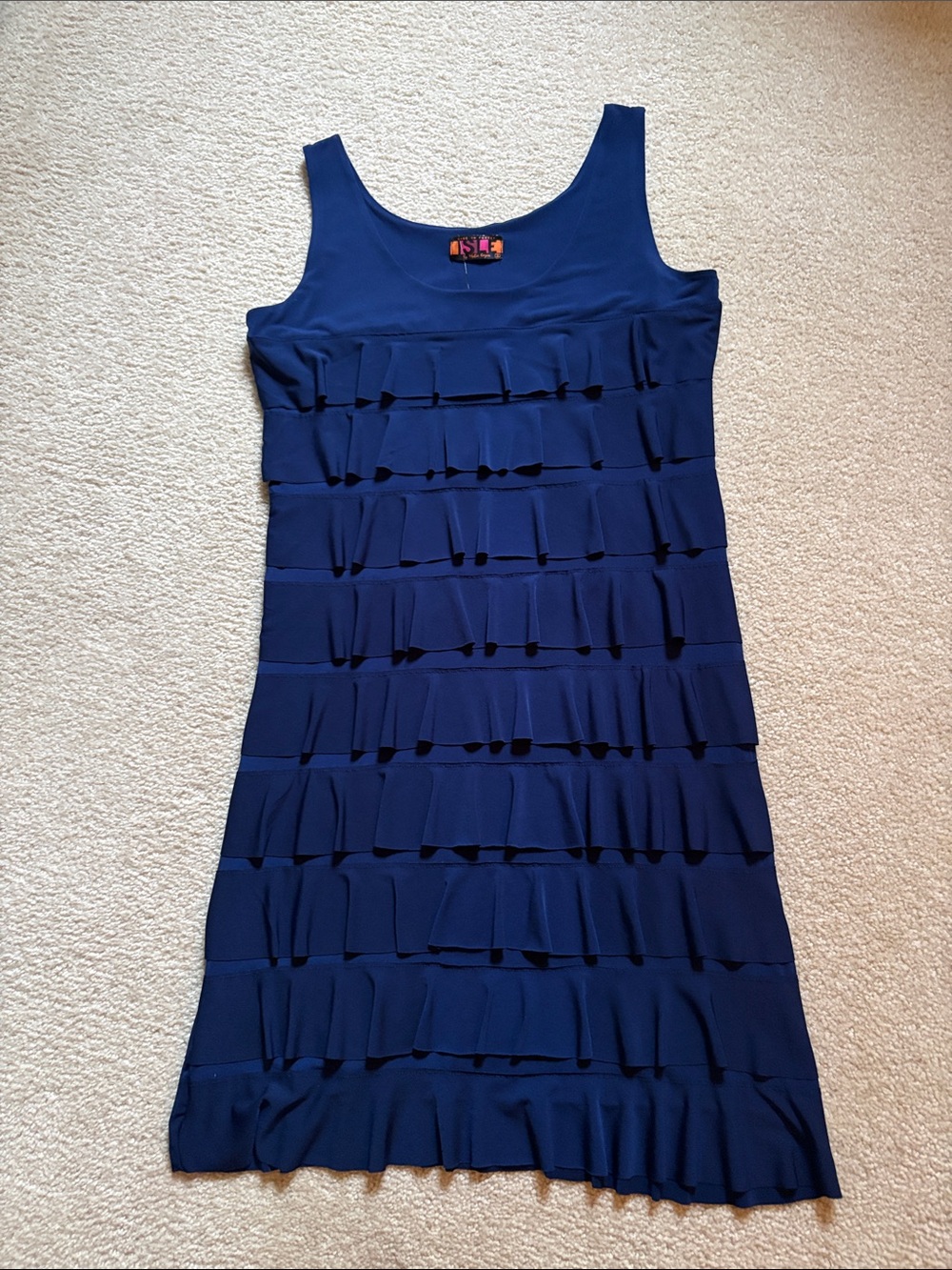 ISLE by Melissa Kozan, Navy ruffle tiered dress, Sz S, NWT